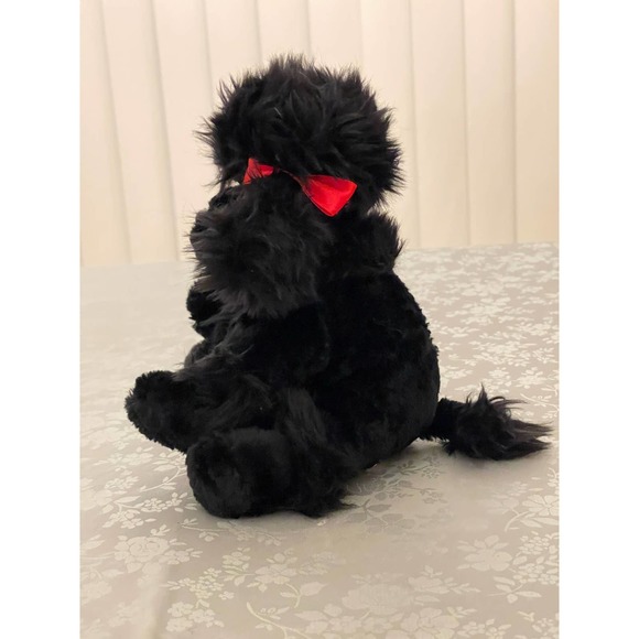 Dan Dee Collectors Choice Plush Black Poodle Puppy Dog Stuffed Animal Red Bows - Picture 2 of 9